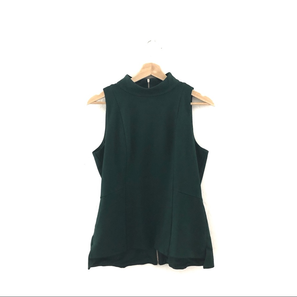 WHBM Forest Green Peplum Top
